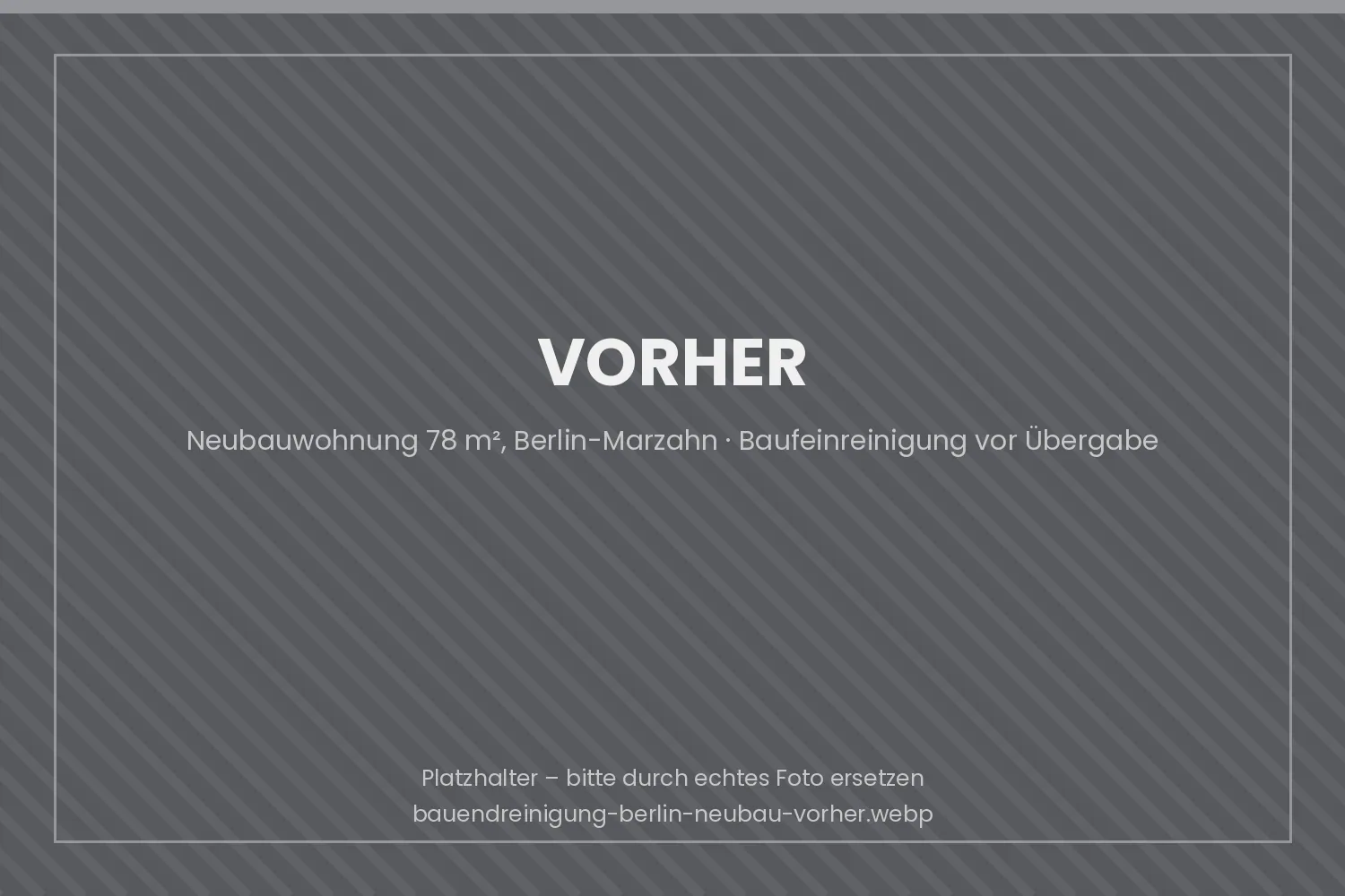 Neubauwohnung in Berlin vor der Bauendreinigung mit Bauschutt und Zementschleier auf dem Estrich
