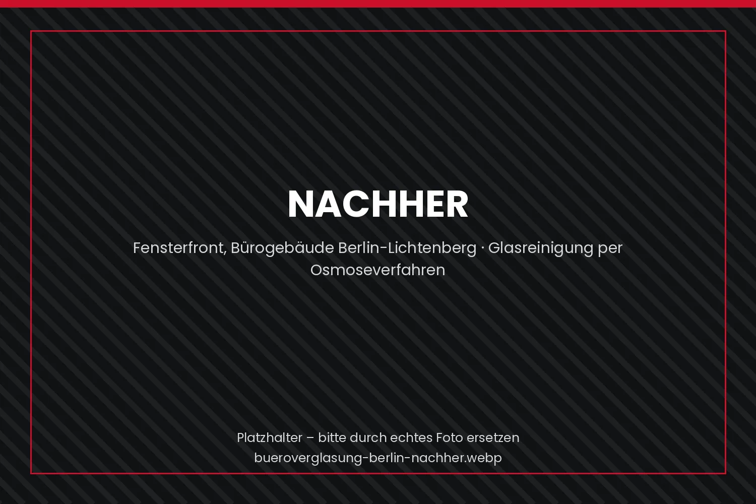 Fensterfront eines Berliner Bürogebäudes nach der Glasreinigung mit Reinstwasser-Stangentechnik – rückstandsfrei und ohne Chemie