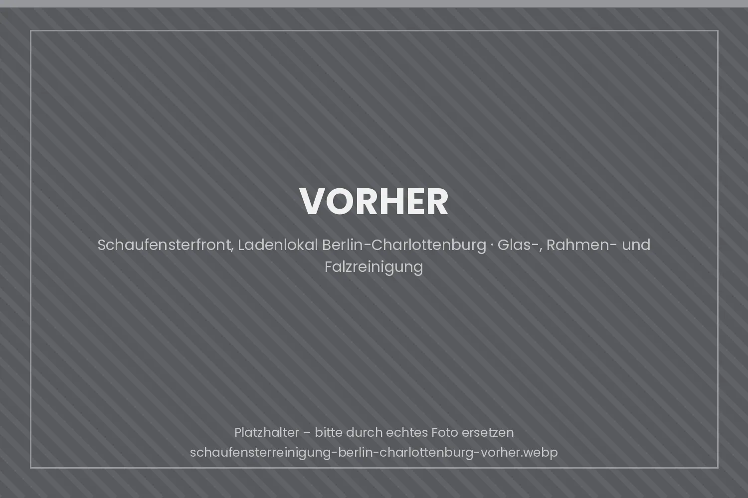 Schaufensterfront eines Ladenlokals in Berlin-Charlottenburg vor der Glasreinigung mit Kalkschleiern und Regenrändern